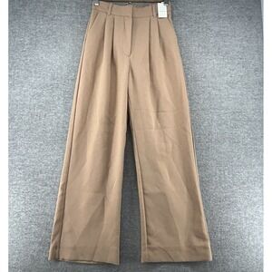 Abercrombie & Fitch Pleated Pants Women Size 25/10 Brown Wide Leg NEW